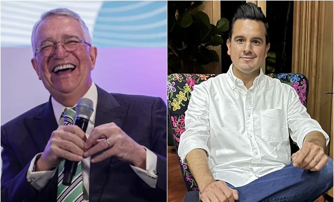 Salinas Pliego bromea con Gustavo Macalpin. Foto: EL UNIVERSAL y X