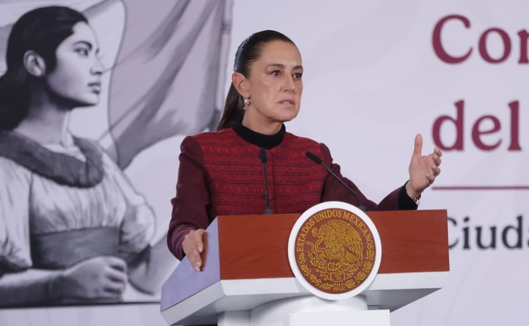 La presidenta Claudia Sheinbaum en la “Mañanera del Pueblo” del 6 de julio de 2026 en Palacio Nacional. Foto: Fernanda Rojas/ EL UNIVERSAL