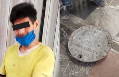 Llevaba una tapa de coladera presuntamente robada y lo detienen en estación del Metro Juanacatlán 