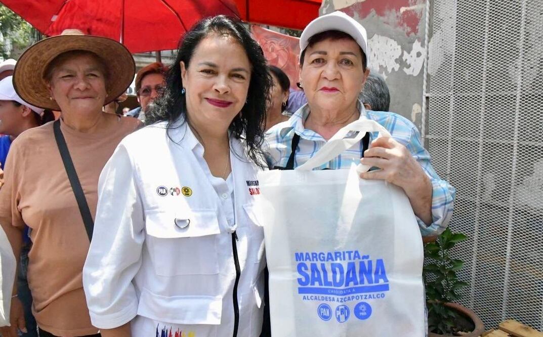 La candidata de Va X La CDMX, Margarita Saldaña, hizo un llamado a los habitantes de Azcapotzalco de salir a votar este 2 de junio. Foto: Especial