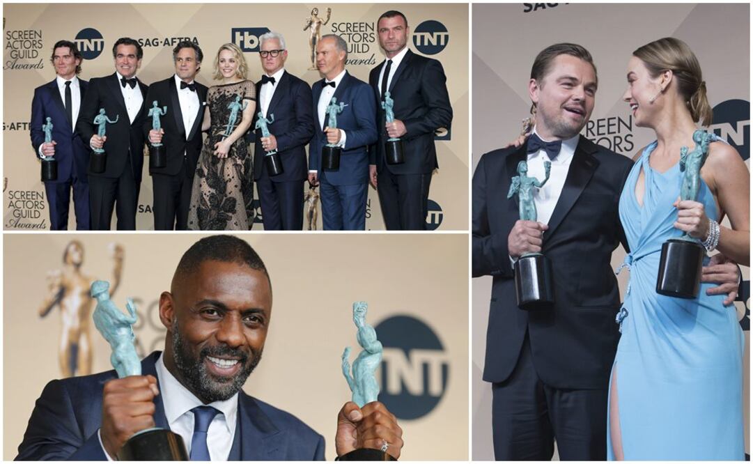 El máximo honor de la noche, a mejor elenco en un filme, fue para el drama periodístico "Spotlight", que necesitaba un impulso como ese para los Oscar. FOTOS: Reuters y Xinhua