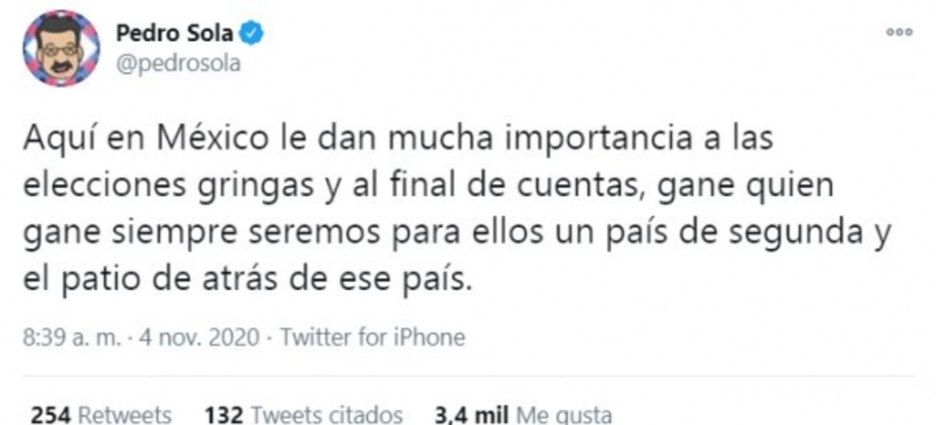 Se burlan de Pedro Sola por comentario sobre elecciones presidenciales de EU