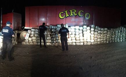Hallan toneladas de mariguana ocultas en tráiler de circo