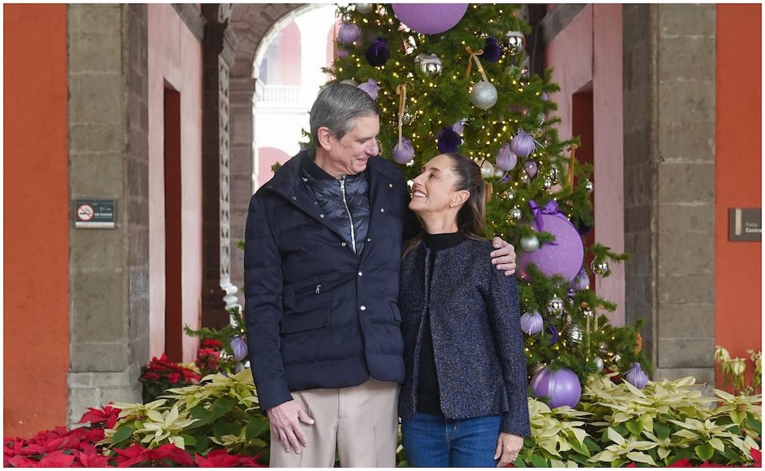 Claudia Sheinbaum, y su esposo Jesús María Tarriba, desean feliz Nochebuena y feliz Navidad. Foto: Captura de pantalla