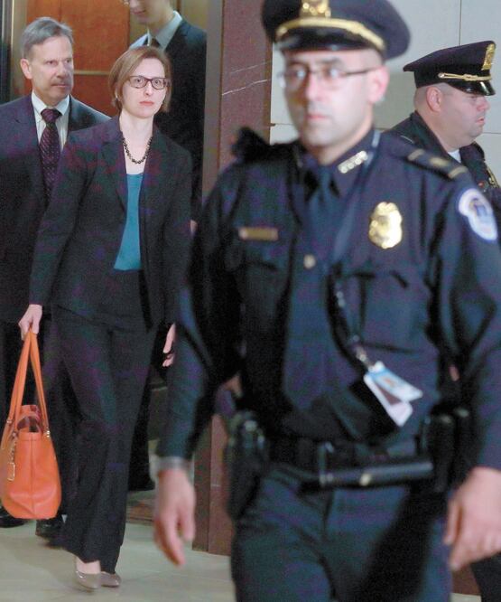 Laura Cooper,del departamento de Defensa responsable de la política para Ucrania, ayer al llegar al Capitolio en Washington. ALEX WONG. AFP