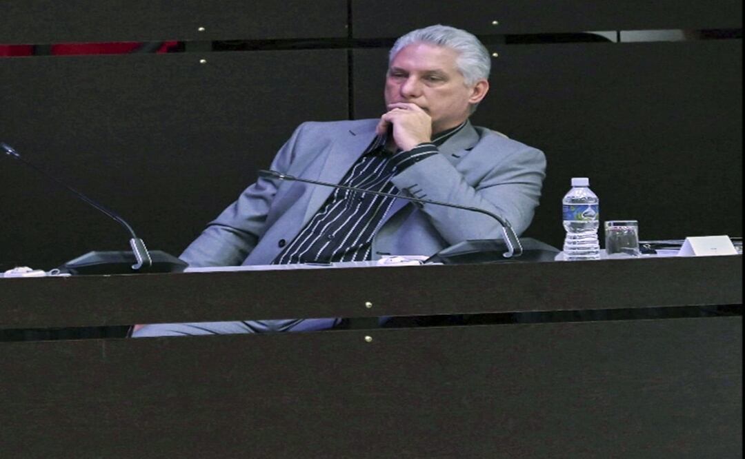 El presidente de Cuba, Miguel Diaz-Canel, durante el inicio de la Cumbre de la Alianza Bolivariana para los Pueblos de Nuestra América (ALBA) FOTO: AP