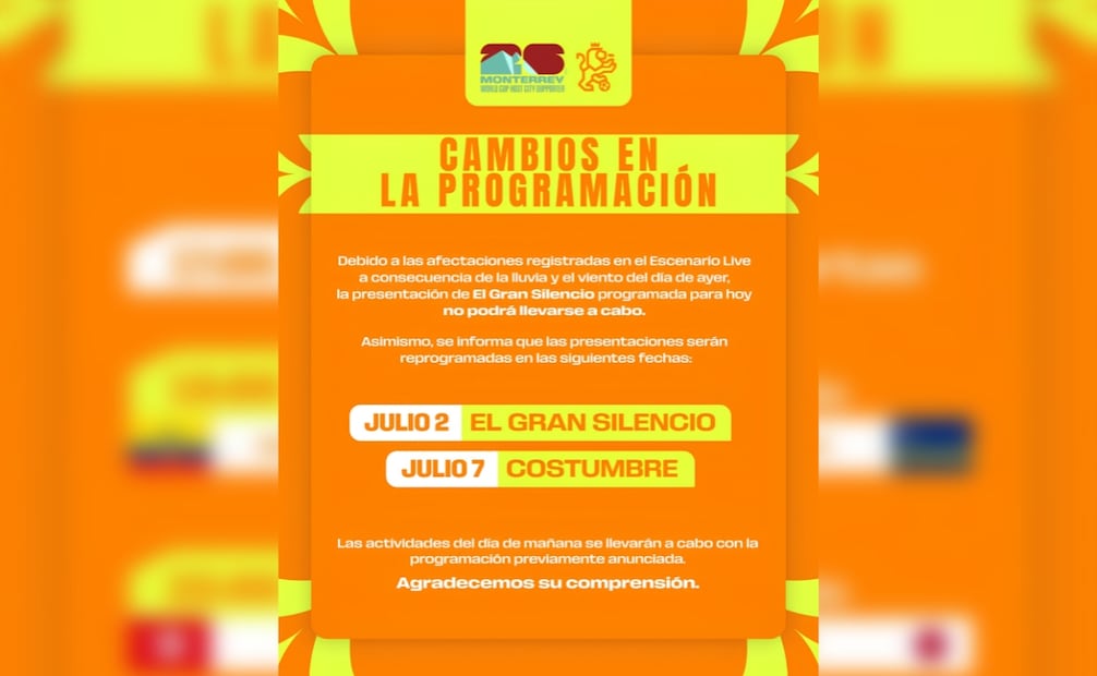 Los organizadores confirmaron que los conciertos previstos para este fin de semana fueron reprogramados . | Foto: Especial.