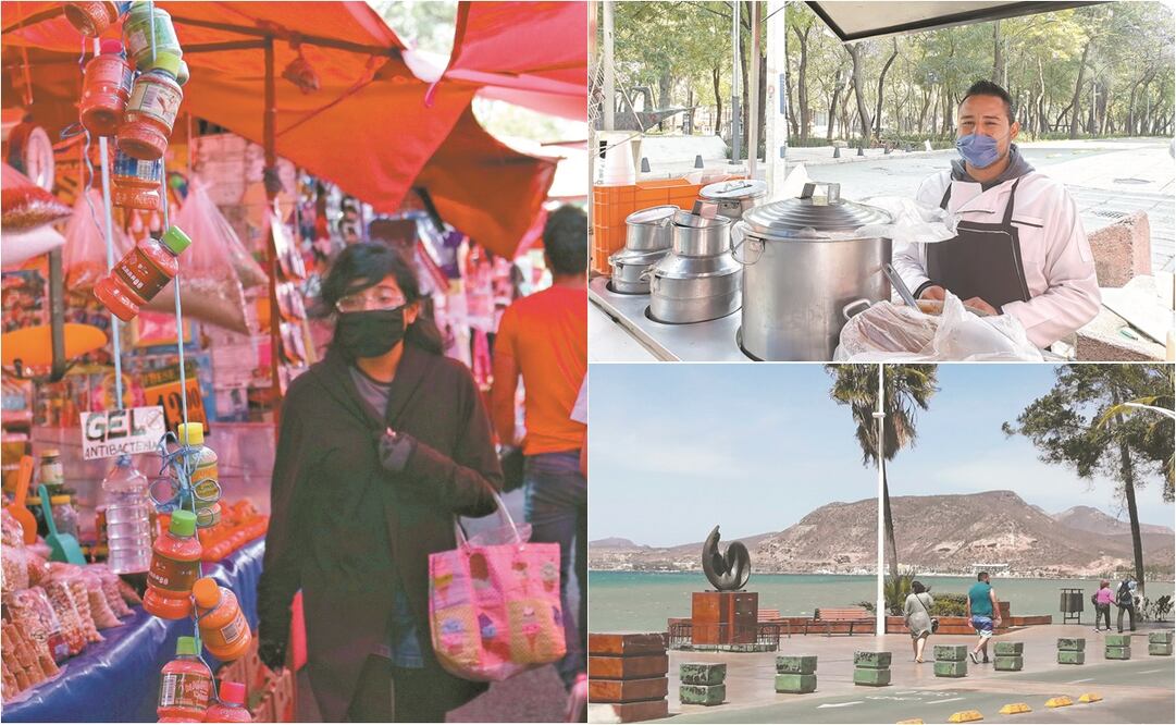 En diversos puntos de la Ciudad de México, desde corredores que antes eran concurridos hasta tianguis, se pudo observar cómo ha bajado la presencia de citadinos como en La Paz, Baja California Sur. Fotos: ALEXIS ORTIZ, CARLOS MEJÍA Y FERNANDA ROJAS