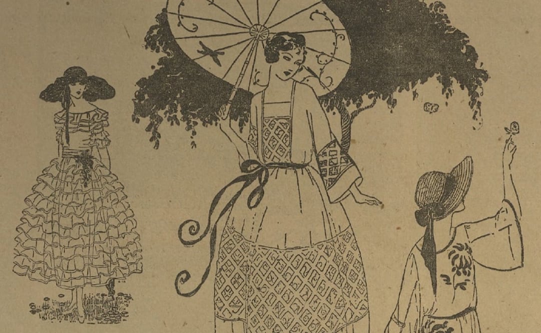 Ilustraciones de la "Pagína femenil", publicada el 10 de julio de 1921 en EL UNIVERSAL. Foto: Hemeroteca El Universal