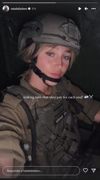 Natalia Fadeev, influencer convocada a luchar en Israel. Foto: Tomada de Instagram.