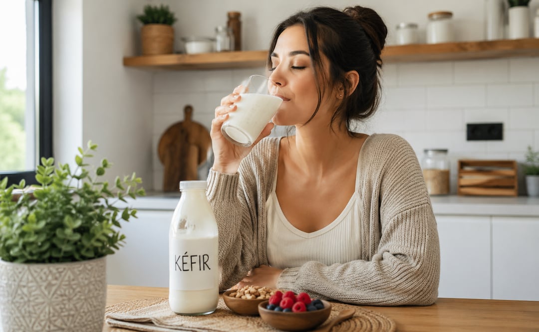 Descubre los beneficios de beber un shot de kéfir en las mañanas. Foto: Creada con IA