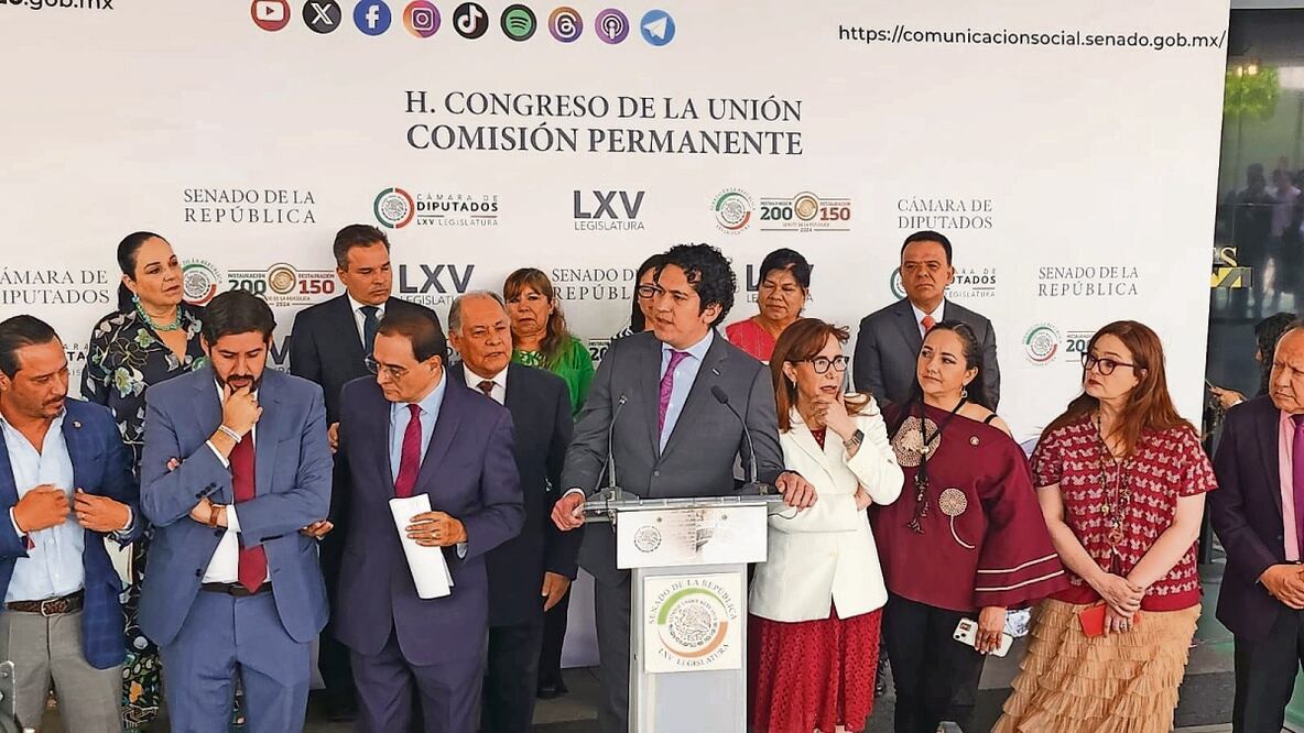En rueda de prensa en la Comisión Permanente, los legisladores Foto: Epsecialguindas expusieron por qué Norma Piña debe renunciar.