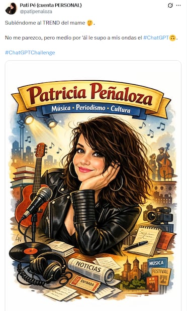 Caricatura del nuevo trend con ChatGPT. Foto: X @patipenaloza