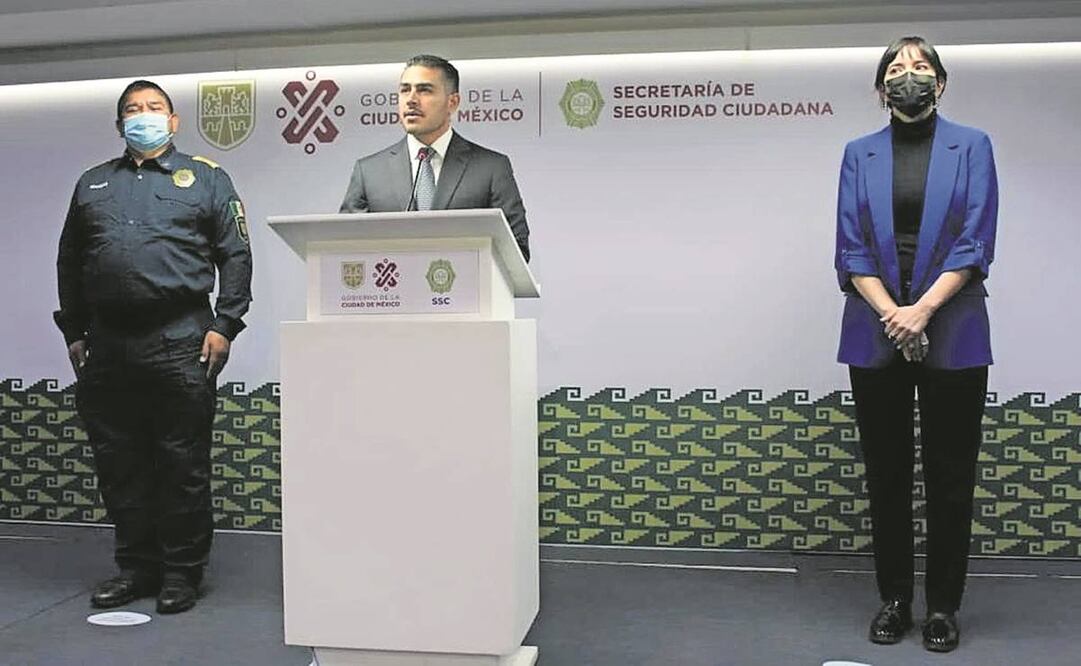 Omar García Harfuch, titular de la SSC, al informar sobre el Desfile de los Policías el próximo domingo, dio detalles de la detención de los presuntos extorsionadores. Foto: Especial.