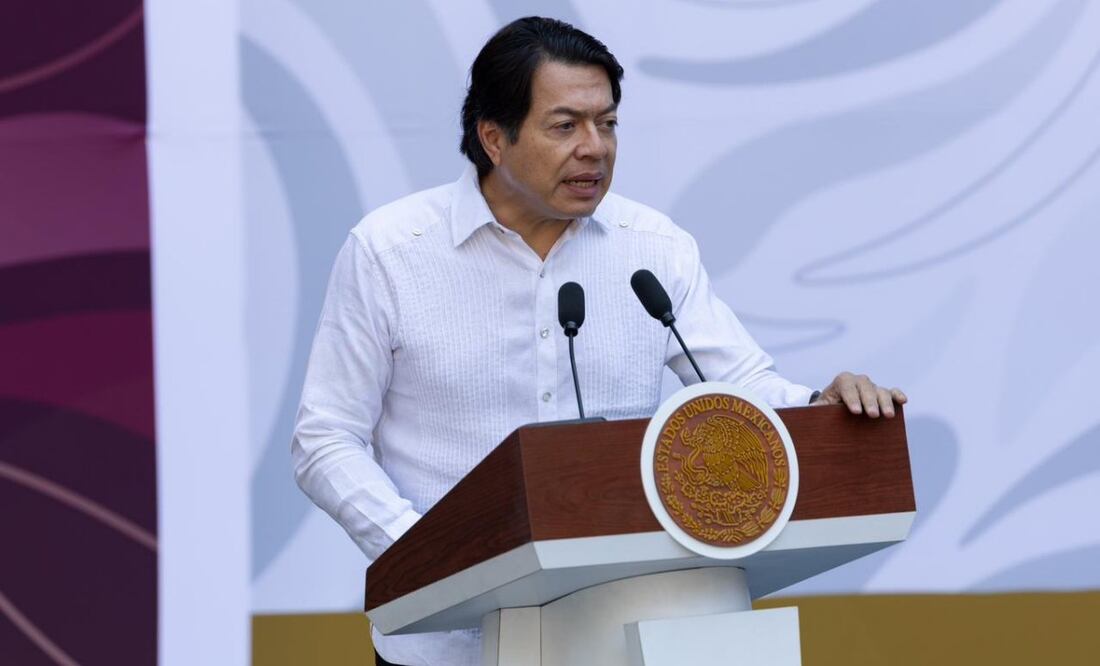 El secretario de Educación Pública, Mario Delgado, durante la presentación del Plan Michoacán este domingo 9 de noviembre de 2025. Foto: Hugo Salvador/ EL UNIVERSAL