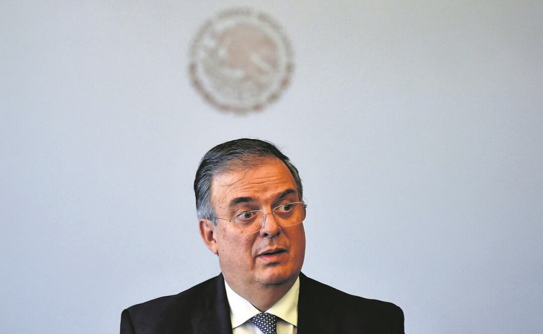El canciller Marcelo Ebrard, ayer durante una conferencia en la Ciudad de México sobre su participación en la Cumbre de las Américas. Foto: Alfredo Estrella/ AFP.