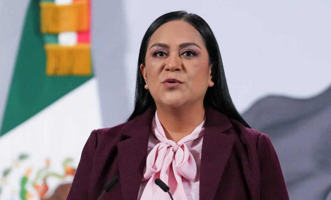 Ariadna Montiel Reyes, titular de la Secretaría de Bienestar, durante la mañanera del 13 de noviembre del 2025. Foto: Presidencia
