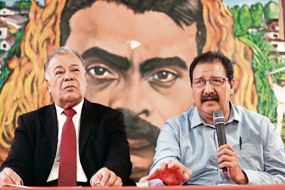 El líder nacional del partido, Alberto Anaya, y Reginaldo Sandoval, comisio n ado político en Michoacán del PT, criticaron dichos de Silvano Aureoles (JUAN CARLOS REYES. EL UNIVERSAL)