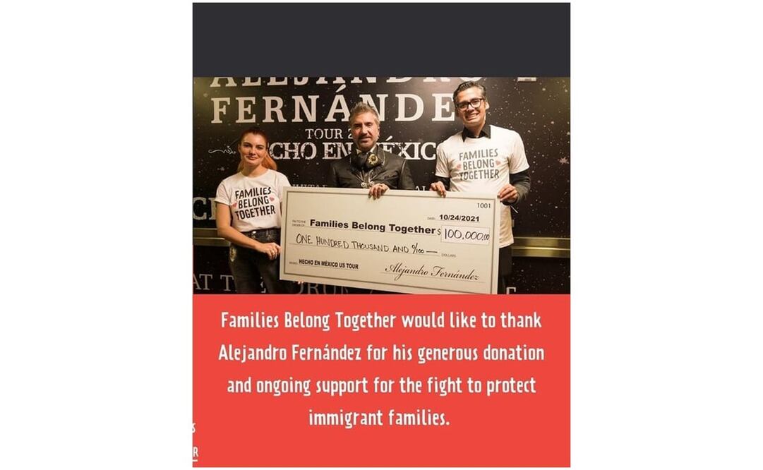 El cantante entregó un cheque a Families Belong Together durante un concierto en Los Ángeles.