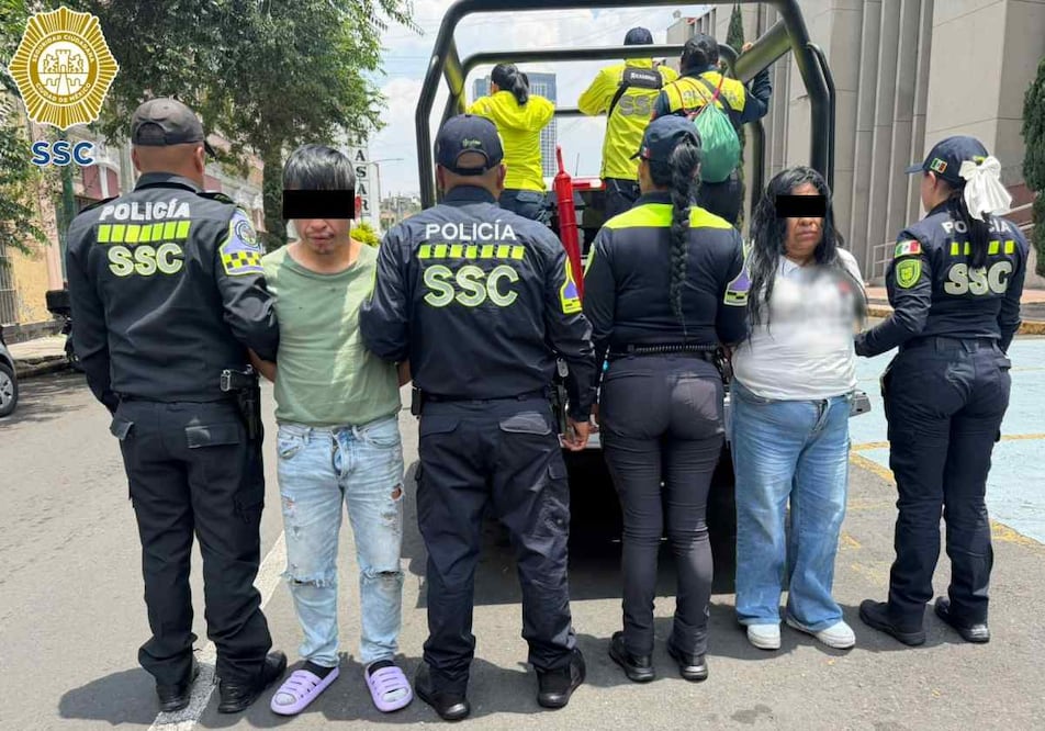 Detienen a pareja con celulares presuntamente robados en calles del Centro Histórico. Foto: Especial