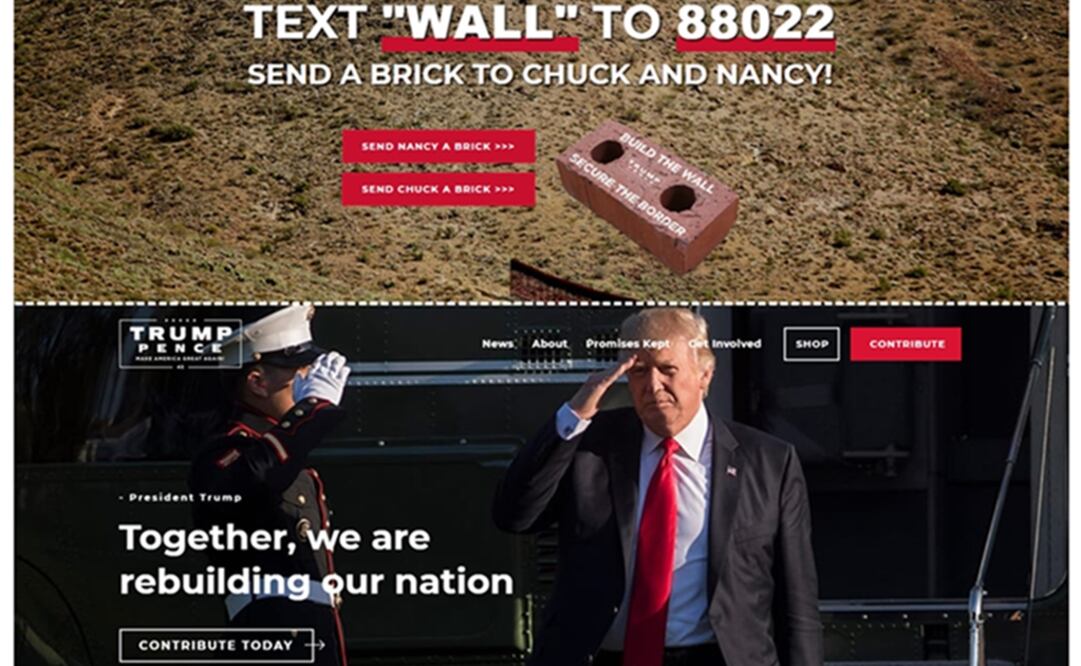 “A partir de hoy, Donald J. Trump para Presidente, Inc, ofrece ladrillos rojos falsos", afirma la campaña de reelección del mandatario. Foto: Captura