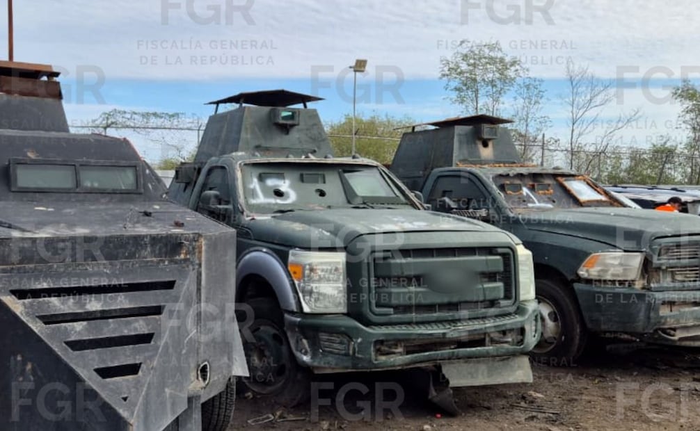 FGR asegura destrucción de 18 vehículos monstros en Tamaulipas (12/04/2026). Foto: FGR