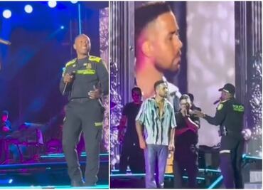 Romeo Santos sube a policía a cantar en escenario de concierto en Colombia y se roba el show