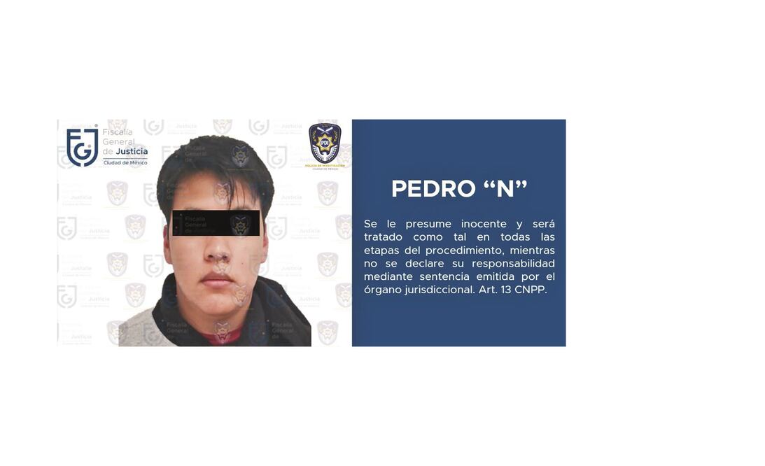Pedro fue detenido este martes, acusado de asesinar a su pareja de 21 años en calles de la alcaldía Álvaro Obregón. FOTO: ESPECIAL.