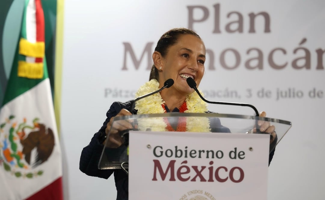 Claudia Sheinbaum, durante la presentación de avances del Plan Michoacán en el municipio de Pátzcuaro. Foto: Presidencia