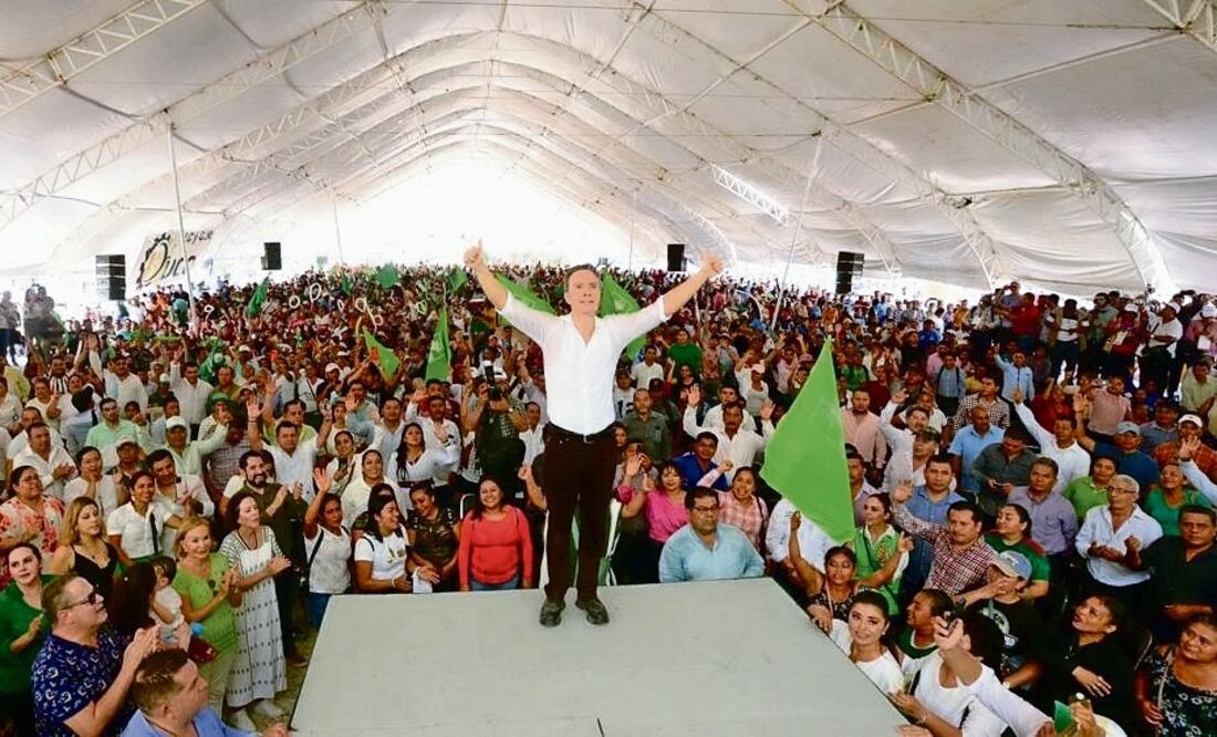 Manuel Velasco Coello reunió a más de 25 mil personas en su asamblea informativa en Palenque, Chiapas. Foto: Especial