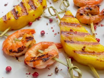 #RECETA brochetas de camarón y mango tropical