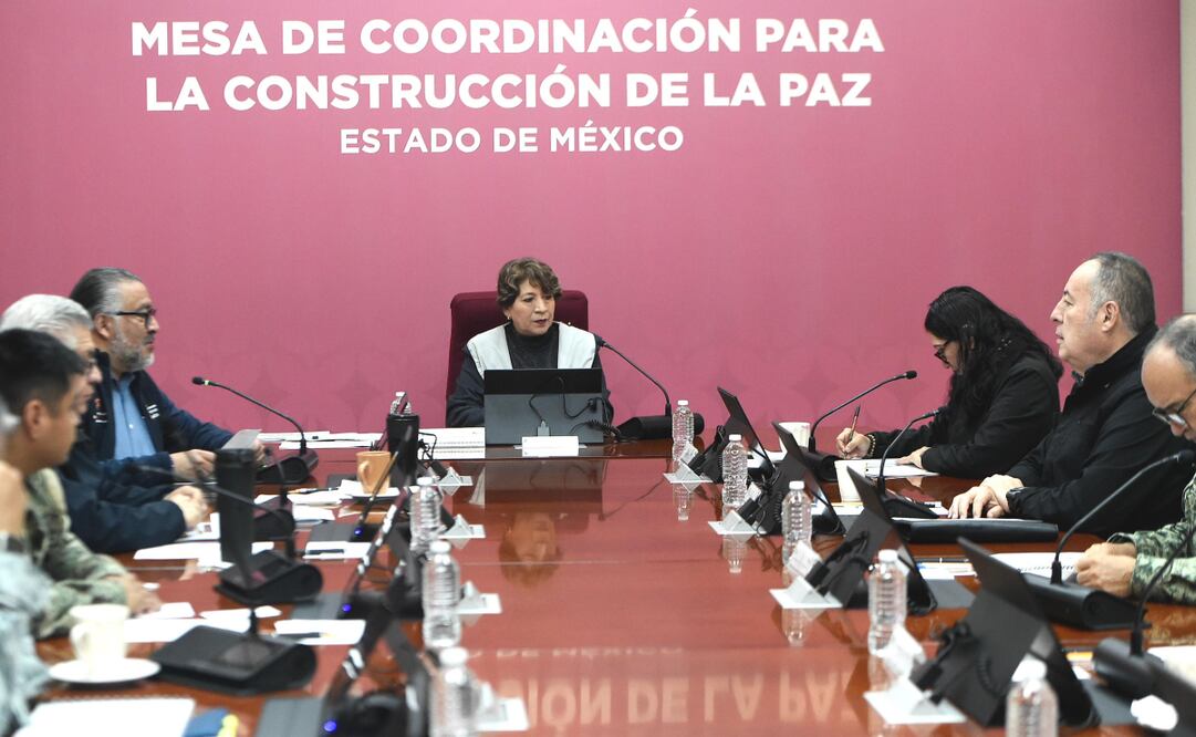 Delfina Gómez Álvarez, gobernadora del Estado de México, encabezó la Mesa de Coordinación para la Construcción de la Paz, en conjunto con la FGJEM y la SSEM. Foto: Especial
