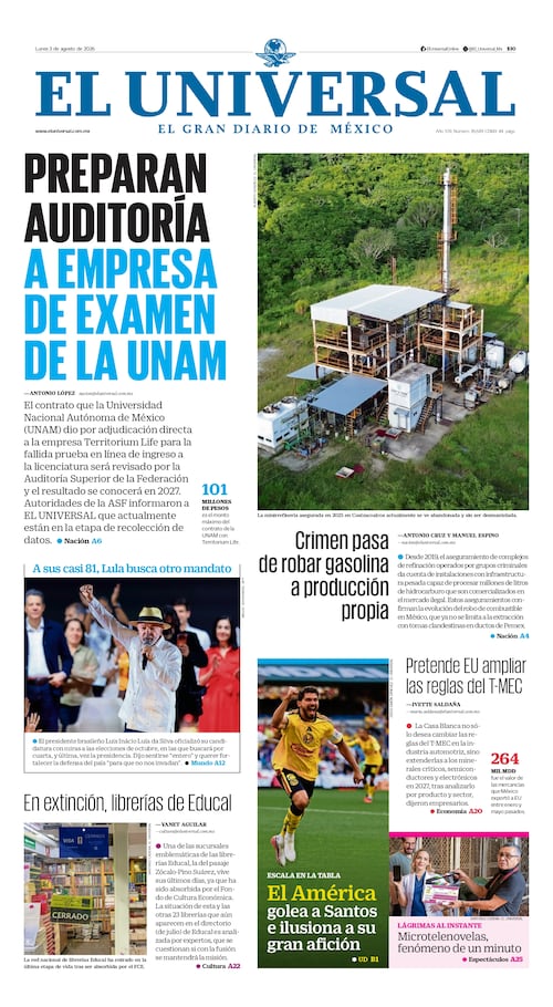 Portada impresa del 3 de agosto de 2026