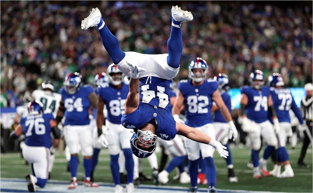 Cam Skattebo anotó tres veces para Giants. FOTO: AFP