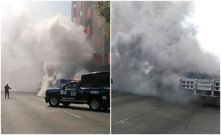 Atienden incendio de tráiler en avenida Revolución