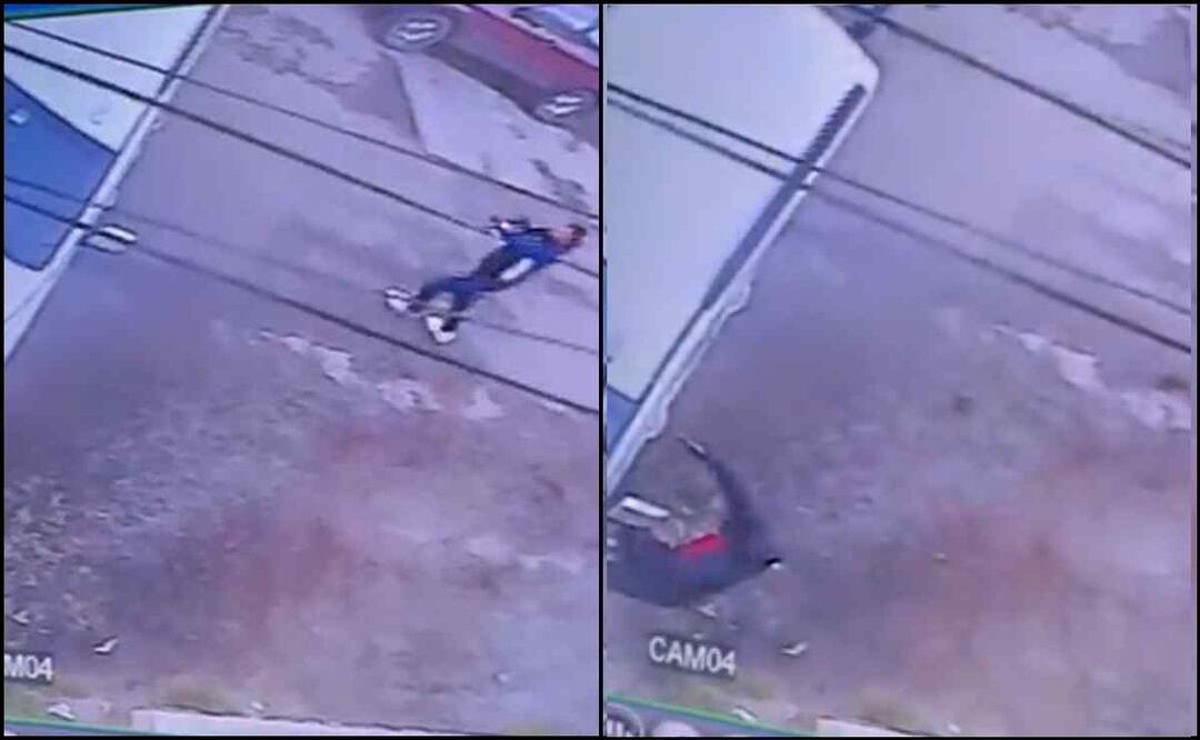 Foto: captura de pantalla/El Universal/ Momento exacto en que dos sujetos atacan a un agnet mientras salía de su casa en una camioneta blanca