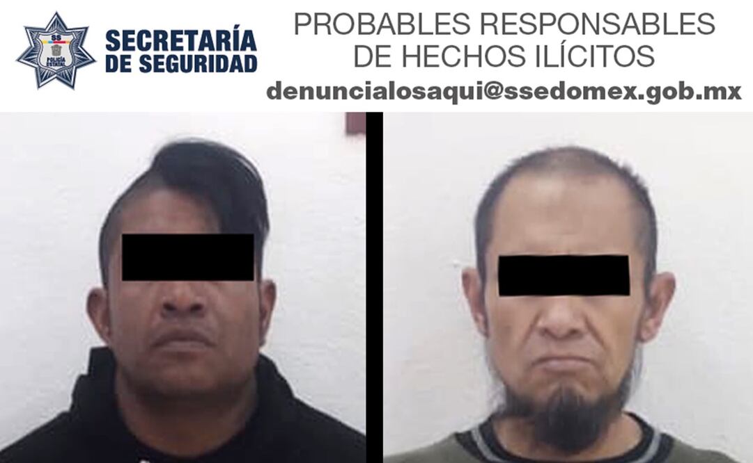 Los dos hombres fueron detenidos y presentados junto con lo decomisado ante la Fiscalía Especializada de Homicidio en el municipio de TolucaFoto: Especial