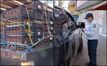 Multan a camión repartidor de fresas por invadir carril confinado del Metrobús