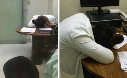 Exhiben en redes a practicante dormida en Urgencias del IMSS