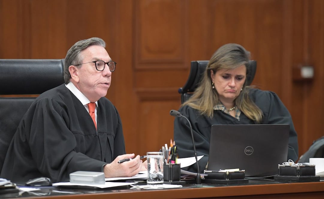 Ministros Javier Laynez Potisek y Margarita Ríos Farjat en sesión del pleno de la Suprema Corte de Justicia de la Unión en 2025. Foto: SCJN