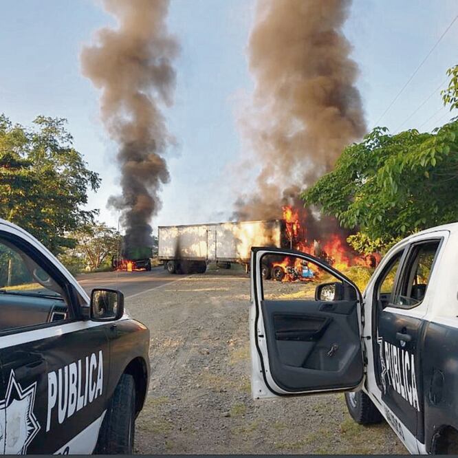 El camión que conducía el repartidor de refrescos asesinado fue atravesado en la carretera e incendiado por hombres armados, dijo el alcalde de Tomatlán. Foto: CORTESÍA. REPORTE DIARIO VALLARTA