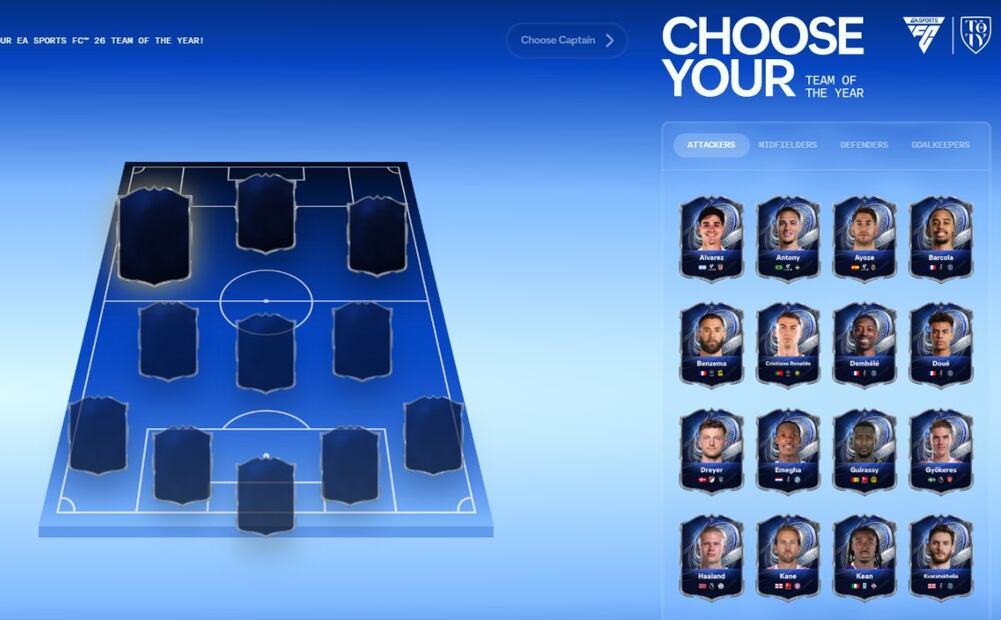 Lista de nominados al TOTY (Equipo del Año) de EA Sports FC 2026. Imagen: captura de pantalla