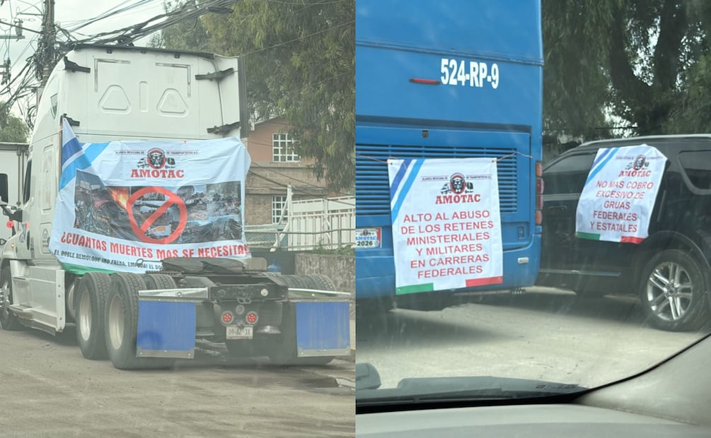AMOTAC bloquea parcialmente la México-Querétaro. Foto: Arturo Contreras