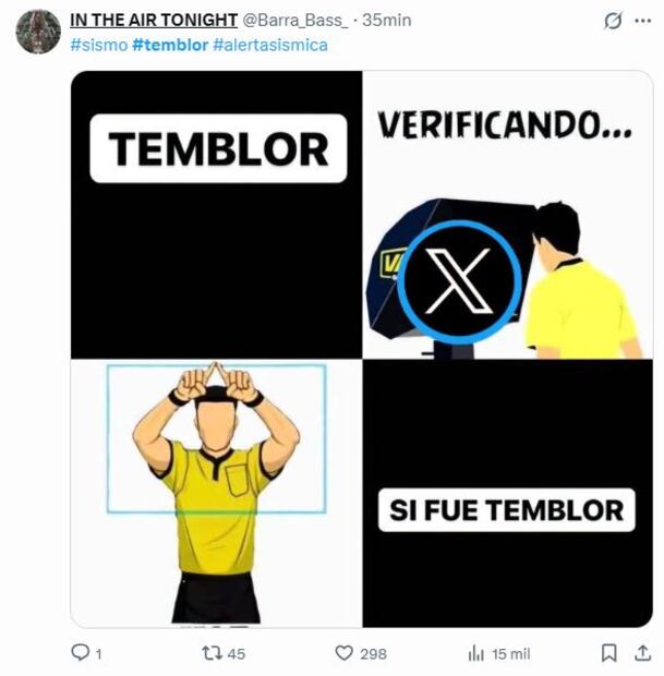 Usuarios reaccionan a sismo de este viertes. Foto: Redes Sociales
