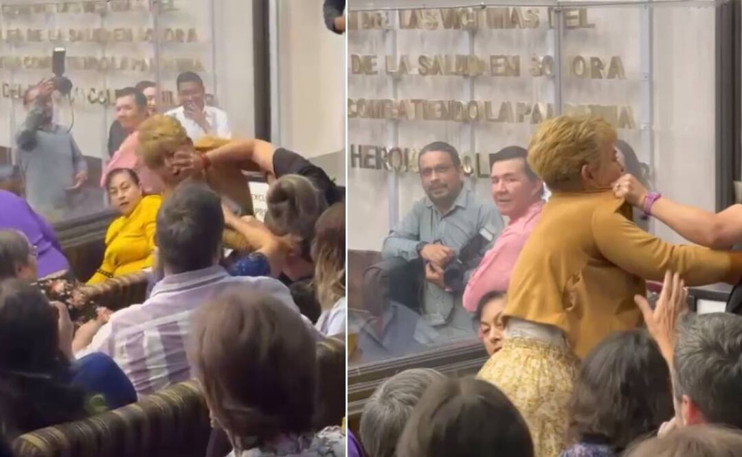 Se desconoce el motivo que originó el desacuerdo, solo quedó evidencia en videos donde la reportera Erika Llaguno de Libera Radio le dice a Mirtha Castro de la Revista Géneros: "usted es una vergüenza para el oficio de la prensa". Foto: Captura de pantalla