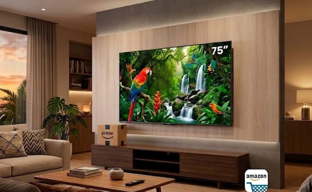 La imponente pantalla Smart TV Hisense QD6S de 75 pulgadas, posicionándose como la opción reina en relación calidad-precio para quienes buscan un formato gigante con tecnología de última generación. Foto: IA