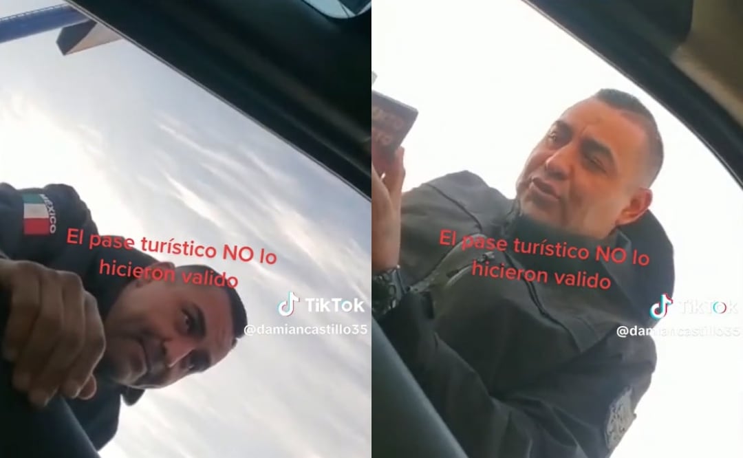 El presunto elemento de seguridad pedía un montó de 300 dólares para dejar circular libremente a dos turistas de Tamaulipas. Foto: Captura de video