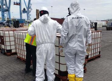 Semar asegura más de 21 toneladas de precursores químicos en el puerto de Manzanillo; frena producción de metanfetaminas