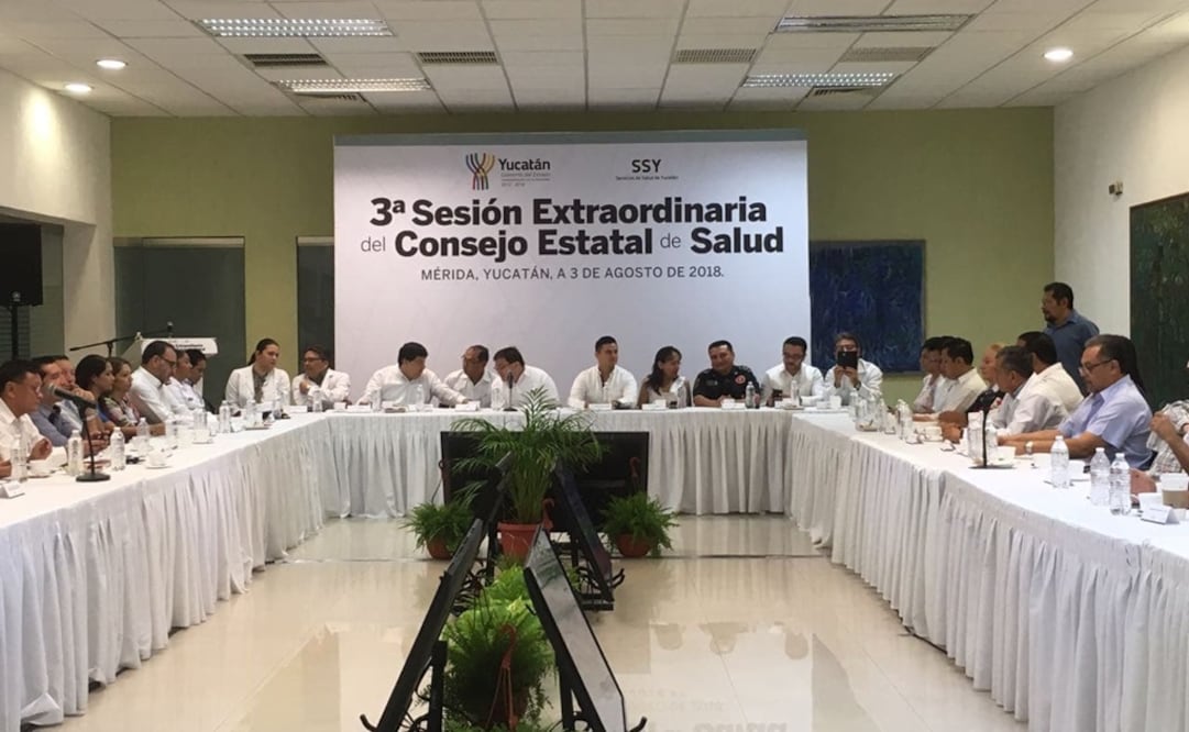 Sesión Extraordinaria del Consejo Estatal de Salud de Yucatán. Foto: Cortesía