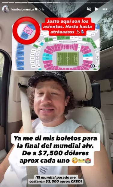 Luisito Comunica gastó más de 200 mil pesos por sus entradas a la final del Mundial 2026 / Foto: @lusitocomunica